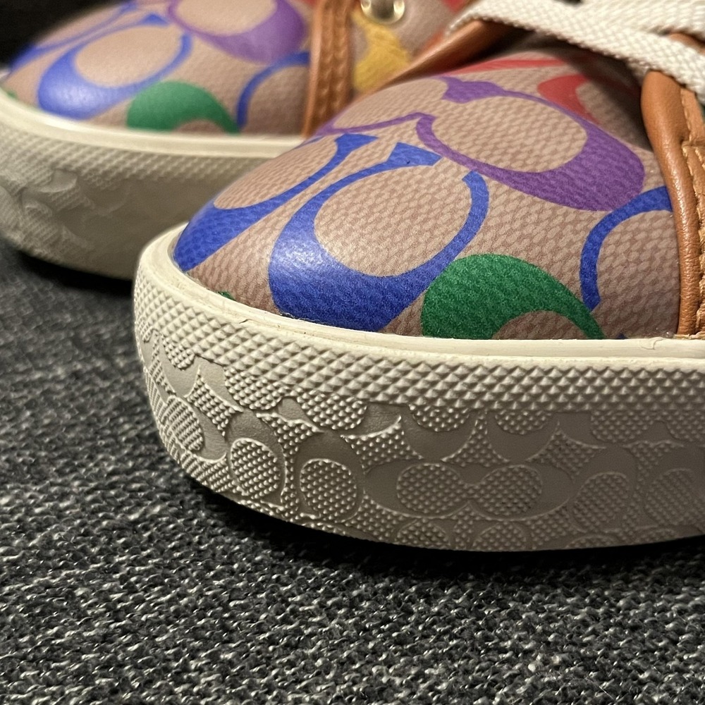Coach Shoes Womens Size 8.5 Multicolor Signature Canvas High Top Sneakers CA855 - Picture 5 of 10